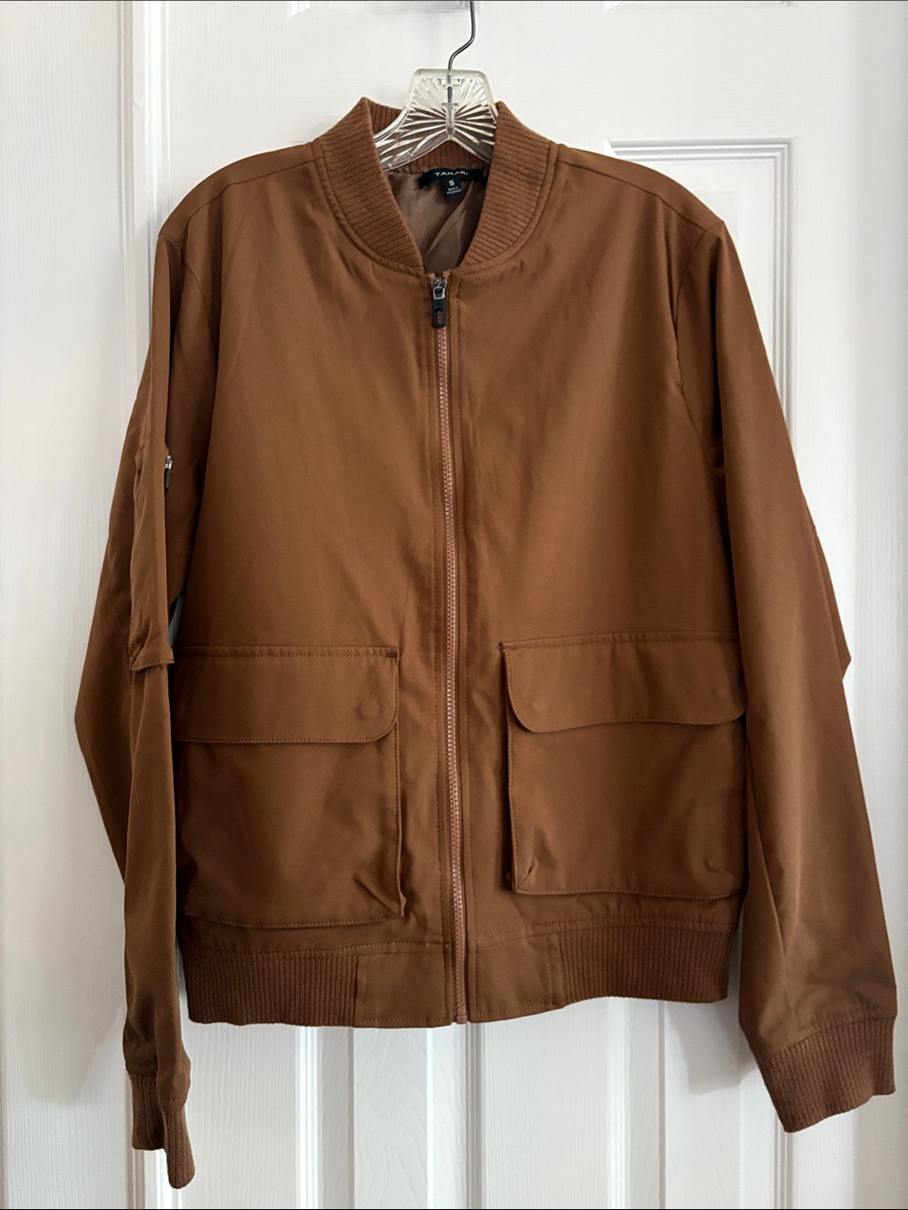 Tahari Brown full zipper utility Bomber Jacket Women’s size Small